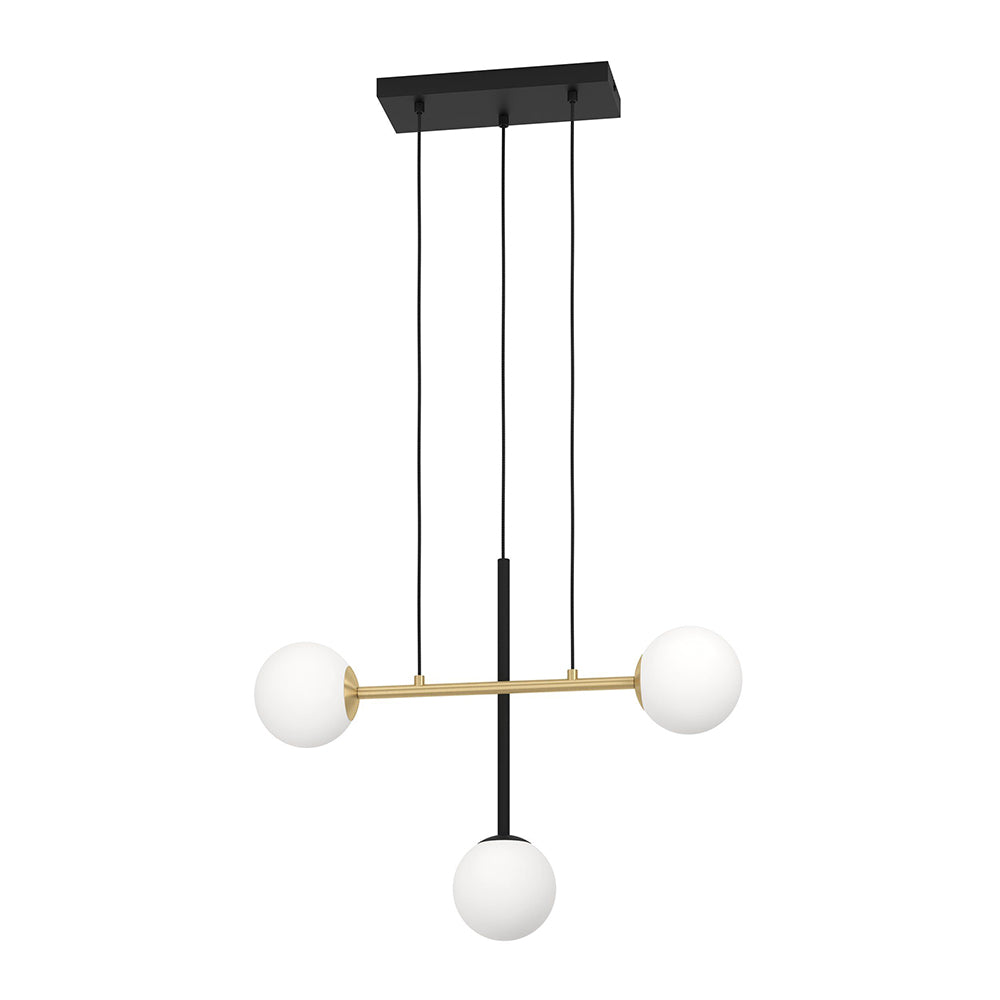 Eurolux Paz 3-Light E14 Pendant Light (Black, White & Brushed Brass) – P1352