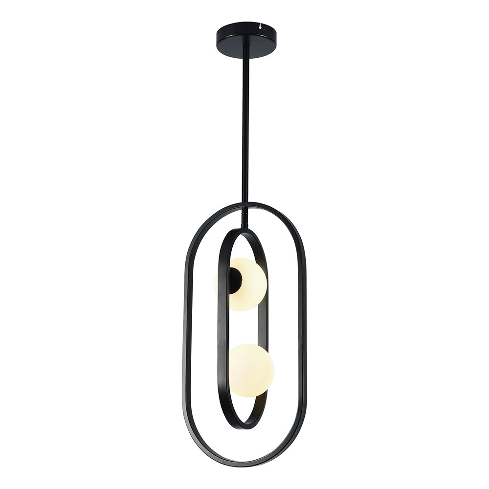 Eurolux Miro 2-Light G9 Pendant Light (Matte Black & Opal Glass) – P1359