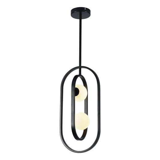 Eurolux Miro 2-Light G9 Pendant Light (Matte Black & Opal Glass) – P1359