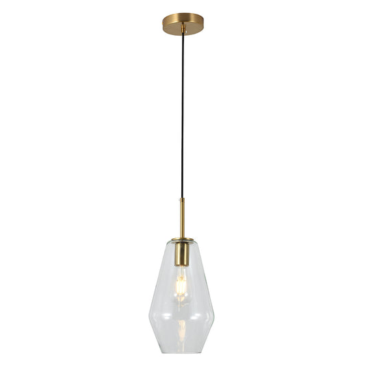 Eurolux Vetra 1 1-Light E27 Pendant Light (Gold & Clear Glass) – P1362