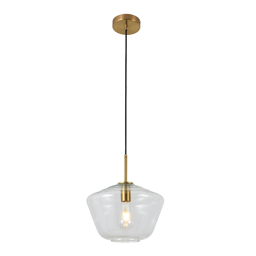 Eurolux Vetra 2 1-Light E27 Pendant Light (Gold & Clear Glass) – P1363