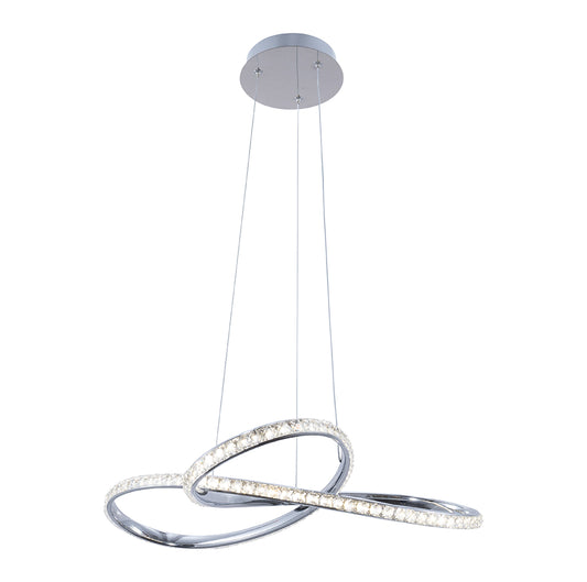 Eurolux Brillia 40W Integrated LED Crystal Pendant Light (Chrome, 3CCT) – P1373