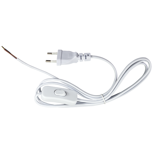 Bright Star PART190 WHITE 1.8M CABLE WITH ON/OFF SWITCH & 2 PRONG PLUG
