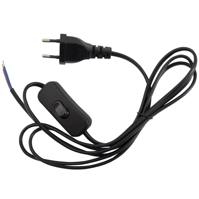 Bright Star PART191 BLACK 1.8M CABLE WITH ON/OFF SWITCH & 2 PRON