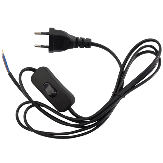 Bright Star PART191 BLACK 1.8M CABLE WITH ON/OFF SWITCH & 2 PRON