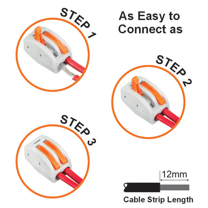Major Tech 2-Pole Splicing Connector Block | 32A | 450V | Lever-Action Terminal