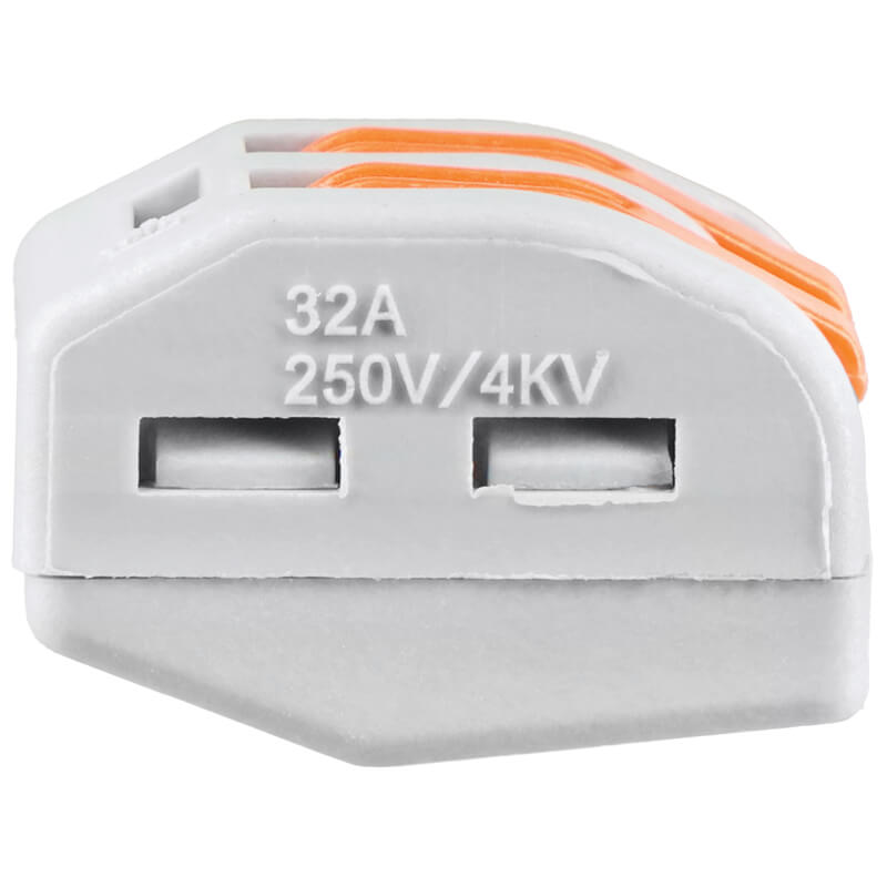 Major Tech 2-Pole Splicing Connector Block | 32A | 450V | Lever-Action Terminal