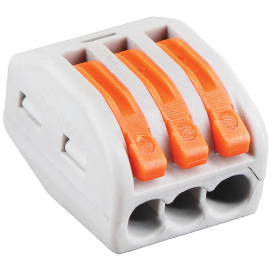 Major Tech 3-Pole Splicing Connector Block | 32A | 450V | Screwless Lever-Action Terminal