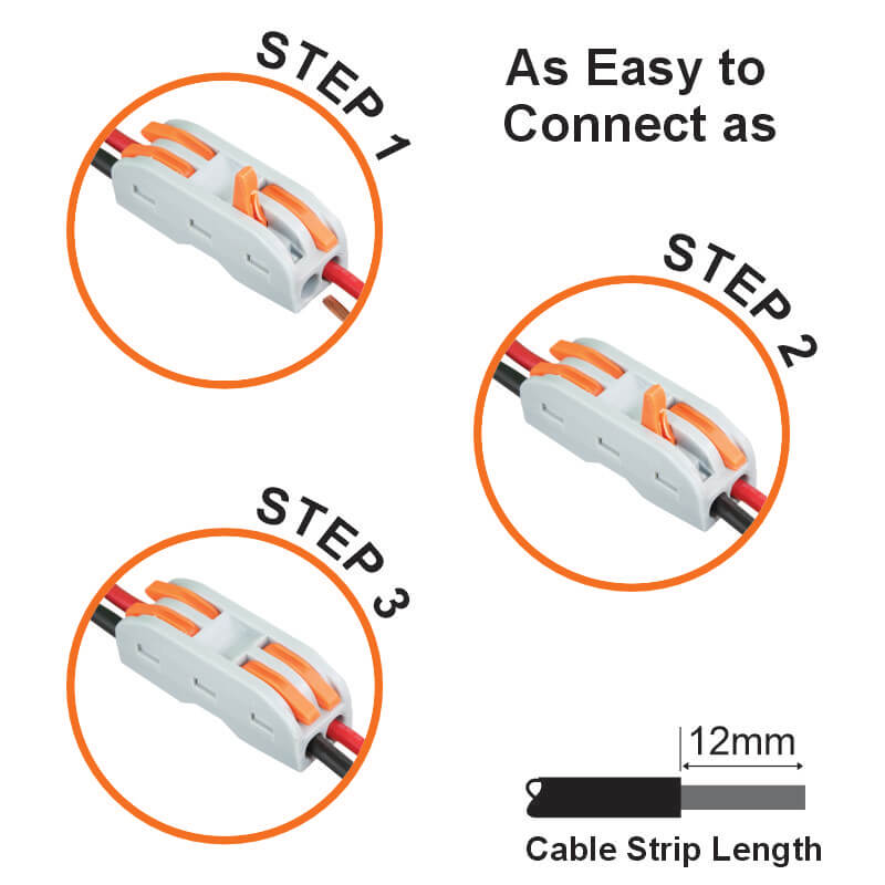 Major Tech 2-Pole Inline Interjoining Terminal Block | 32A | 450V | Screwless Connector