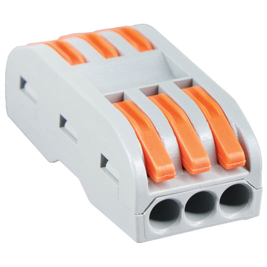 Major Tech 3-Pole Inline Interjoining Terminal Block | 32A | 450V | Screwless Connector