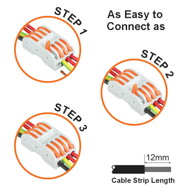 Major Tech 4-Pole Inline Interjoining Terminal Block | 32A | 450V | Screwless Connector