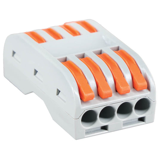 Major Tech 4-Pole Inline Interjoining Terminal Block | 32A | 450V | Screwless Connector