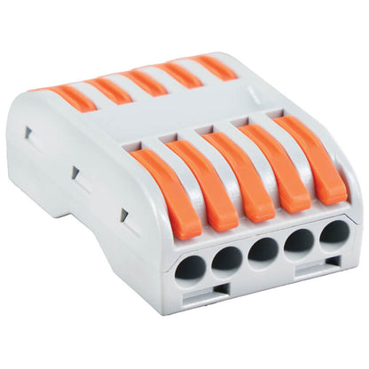 Major Tech 5-Pole Inline Interjoining Terminal Block | 32A | 450V | Screwless Connector