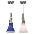 Bright Star PEN040 Blue SATIN CHR PENDANT WHITE GLASS 1 X60W ES