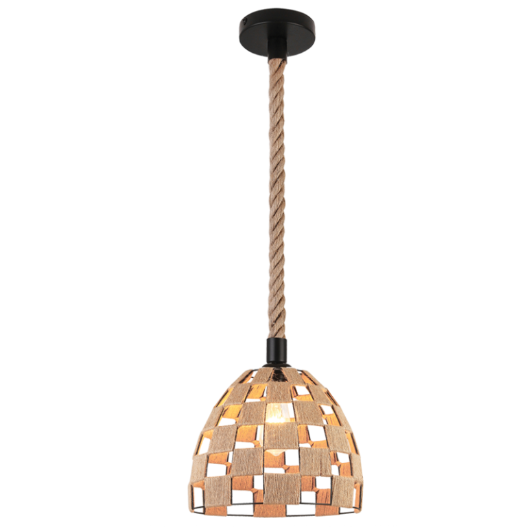 Bright Star PEN144 Industrial Hemp Rope & Metal Pendant Light