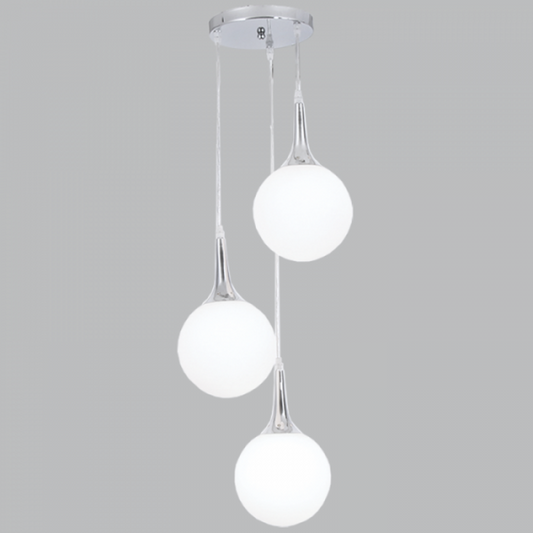 PEN284/3 Bright Star CHR P/CHROME PENDANT OPAL BALL GLASS 3 X60W ES