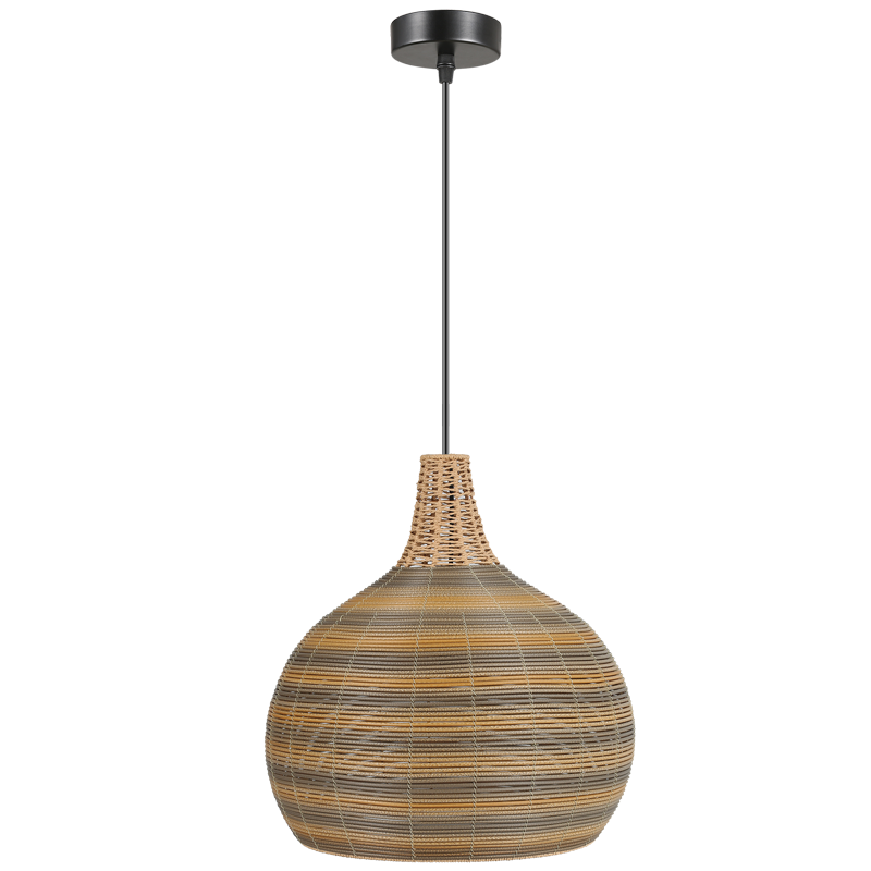 PEN299 Bright Star BK/RATTAN METAL & RATTAN PENDANT 1X60W ES