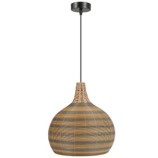 PEN299 Bright Star BK/RATTAN METAL & RATTAN PENDANT 1X60W ES