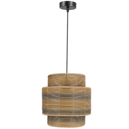 PEN301 Bright Star BK/RATTAN METAL & RATTAN PENDANT 1X60W ES