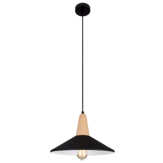PEN372 Bright Star BLACK METAL+ WOOD PENDANT 1X60W ES