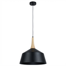 PEN393/1 Bright Star BLACK METAL AND WOOD PENDANT 1X60W ES
