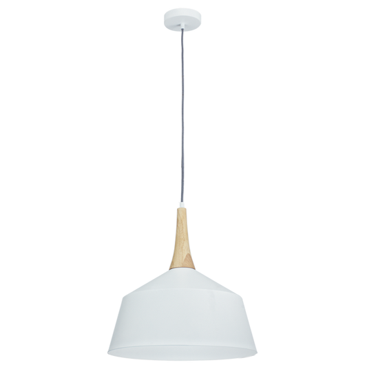 PEN393/1 Bright Star WHITE METAL AND WOOD PENDANT 1X60W ES