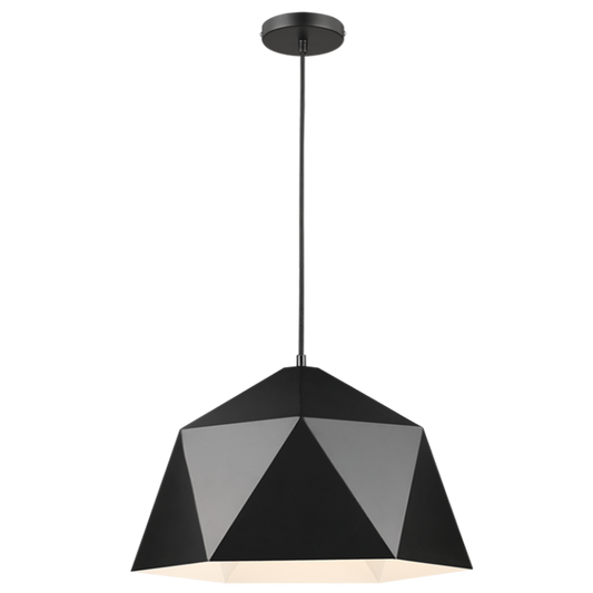 PEN399 Bright Star BLACK METAL PENDANT WHITE INNER 1X60W ES