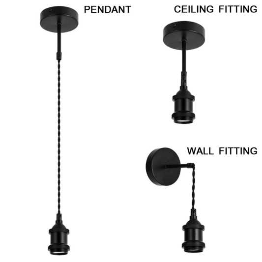 PEN500 Bright Star MATT BK 3 IN 1 DIY BLACK PENDANT 1X60W ES 6007226078824 21