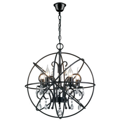 PEN529/5 Bright Star BLACK 5LT METAL DOME WITH CRYSTALS 5X60W SES 480MM 6007226058871 17