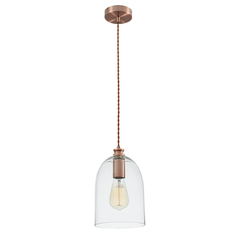 PEN534 Bright Star CLEAR RED BRONZE CORD PENDANT WITH CLEAR GLASS 1X40W ES 6007226059762 57
