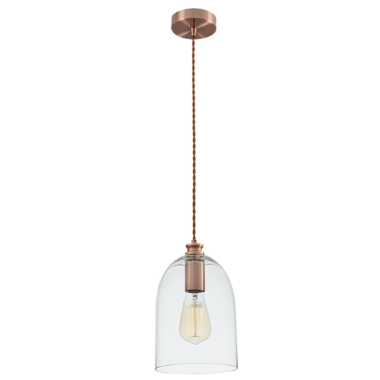 PEN534 Bright Star CLEAR RED BRONZE CORD PENDANT WITH CLEAR GLASS 1X40W ES 6007226059762 57