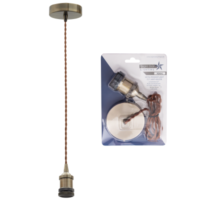 PEN542 Bright Star ANTIQUE BLISTER PACK ANTIQUE CORD PENDANT 1X60W ES