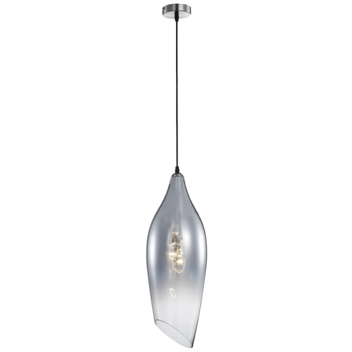 PEN553/1 Bright Star SMOKE SATIN NICKEL PENDANT SMOKE GLASS 1X60W ES