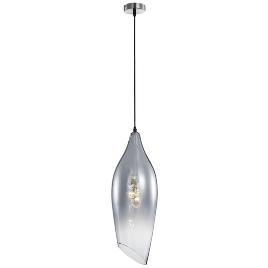 PEN553/1 Bright Star SMOKE SATIN NICKEL PENDANT SMOKE GLASS 1X60W ES