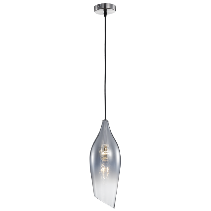 PEN554/1 Bright Star SMOKE SATIN NICKEL PENDANT SMOKE GLASS 1X60W ES