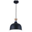 PEN559 Bright Star BLACK METAL AND WOOD PENDANT 1X60W ES 220MM