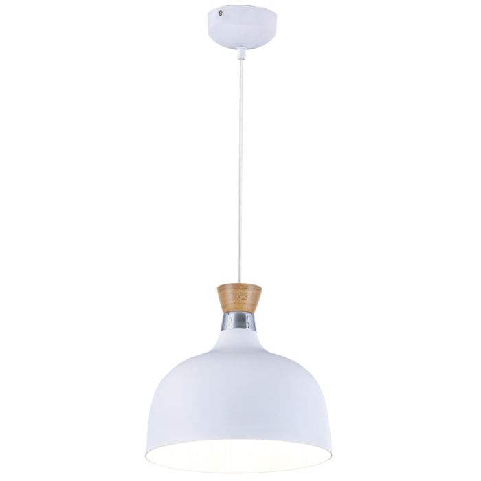 PEN560 Bright Star WHITE METAL AND WOOD PENDANT 1X60W ES 220MM