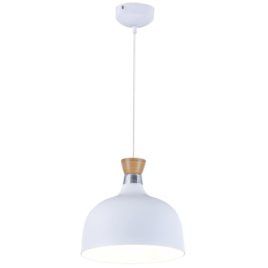PEN560 Bright Star WHITE METAL AND WOOD PENDANT 1X60W ES 220MM