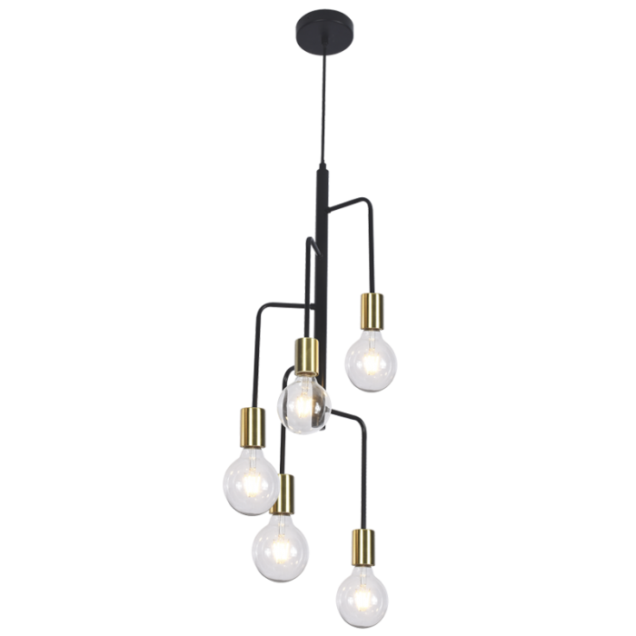 PEN564/5 Bright Star BLACK BLACK META PENDANT 5X60W ES 1000MM CORD