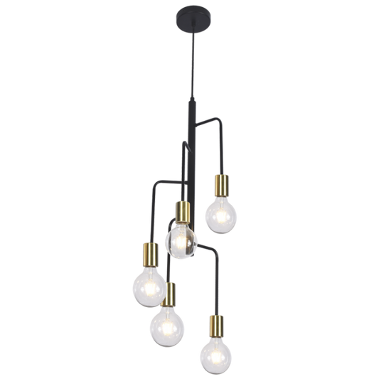 PEN564/5 Bright Star BLACK BLACK META PENDANT 5X60W ES 1000MM CORD