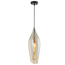 PEN572/1 Bright Star GLASS BLACK METAL PENDANT COGNAC GLASS 1X60W ES