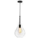 PEN573/1 Bright Star GLASS BLACK METAL PENDANT CLEAR GLASS 1X60W ES