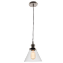 PEN576 Bright Star SATIN METAL PENDANT CLEAR GLASS GREY CABLE 1X60W ES