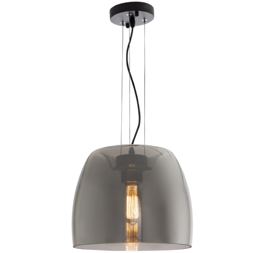 PEN599 Bright Star SMOKE METAL PENDANT SMOKE GLASS 1X60W ES 300MM