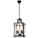 PEN604 Bright Star BLACK MATT BLACK METAL PENDANT CLEAR GLASS 4X40W SES
