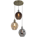 PEN613 Bright Star CHROME ANT BRASS PENDANT SILVER,AMBER,CONGAC GLASS 3X60W