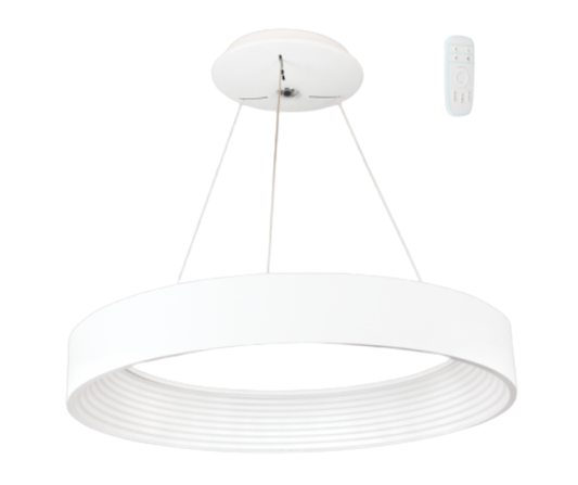PEN690 Bright Star WHITE METAL+PLASTIC PENDANT REMOTE 32W LED CCT 600MM