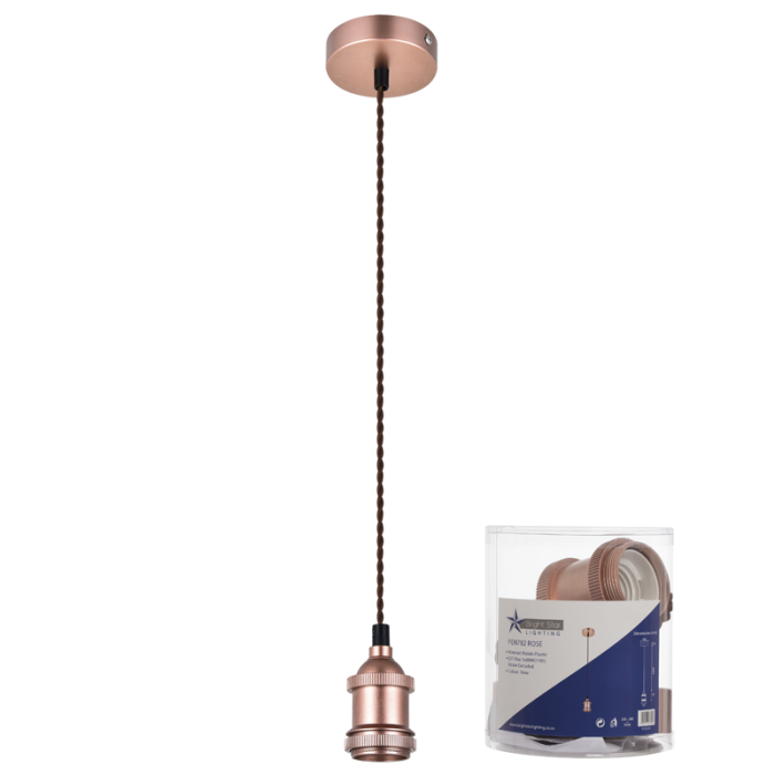 PEN782 Bright Star ROSE ROSE GOLD/ BROWN TWIST CABLE 1X60W ES