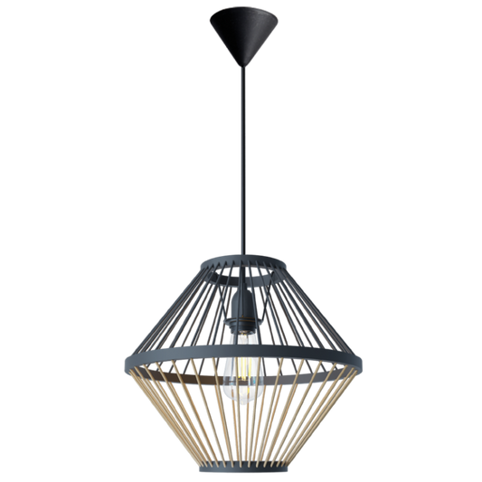 PEN808 Bright Star BAMBOO NATURAL& BLACK 2 TONE BAMBOO PENDANT 1X60W ES