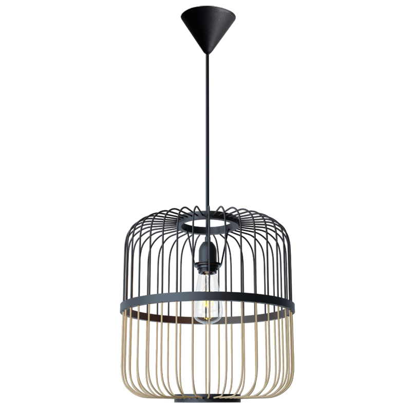 PEN809 Bright Star BAMBOO NATURAL& BLACK 2 TONE BAMBOO PENDANT 1X60W ES